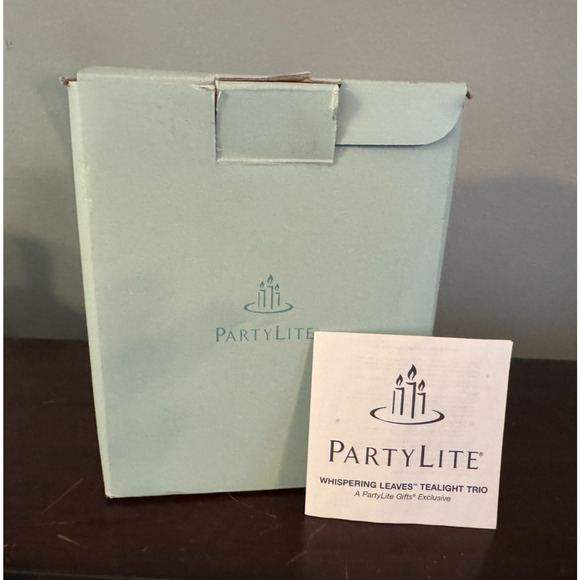 PartyLite Whispering Leaves Tealight Trio Autumn Leaf Candle Holders w/ Box - Picture 9 of 10